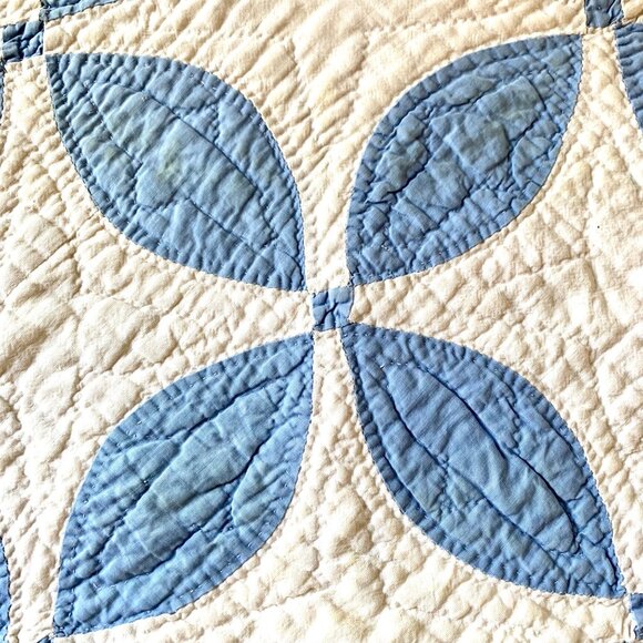 Handmade Toddler Hooded Jacket Made from Vintage Quilts 18 mo Sailor Blue White - Picture 4 of 11